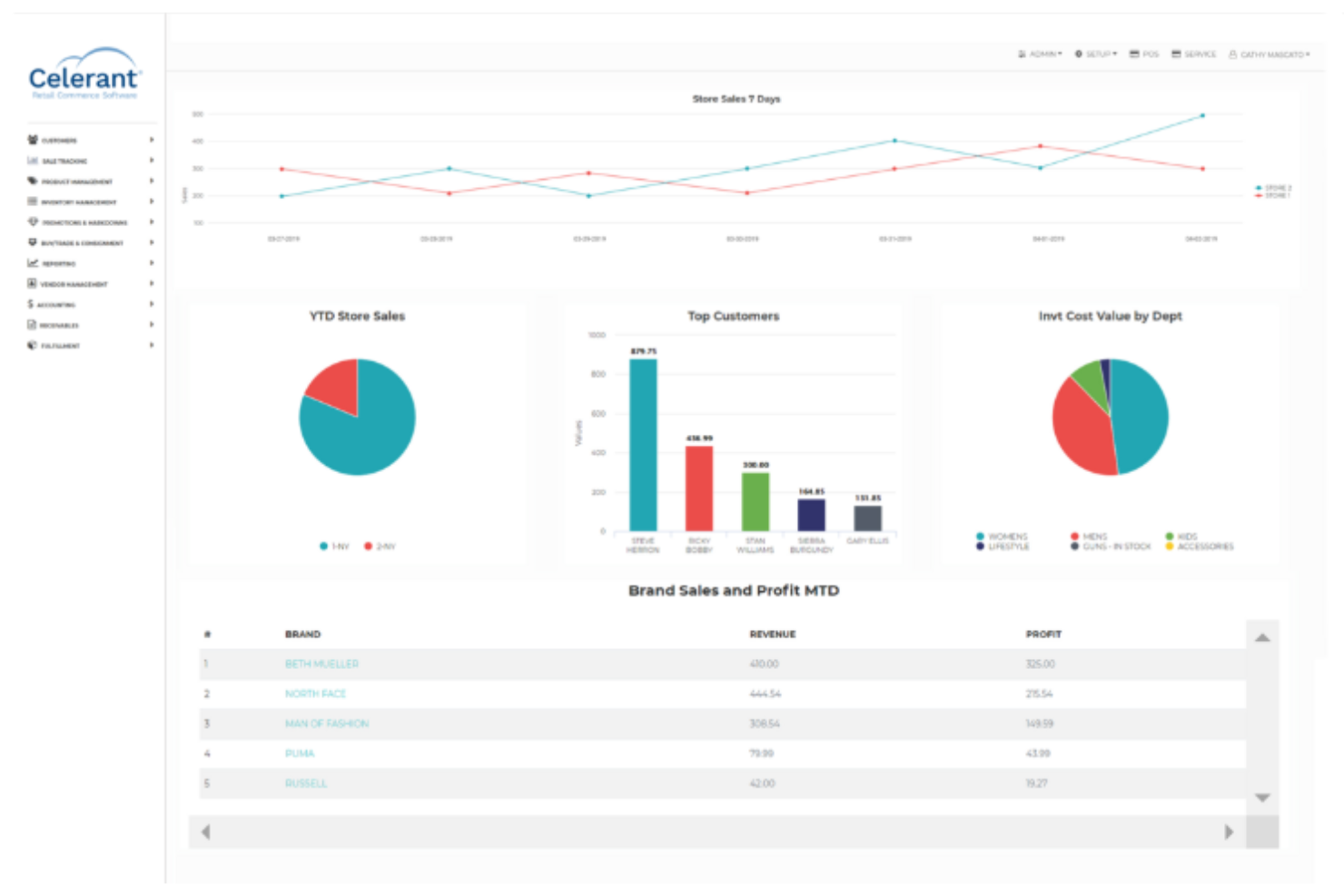 Celerant screenshot - I 10 migliori sistemi POS per ferramenta per il 2026