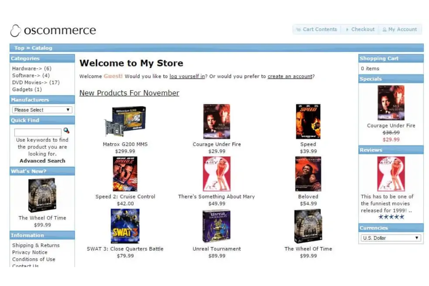 OsCommerce screenshot - 10 mejores plataformas de comercio electrónico multitienda para 2026