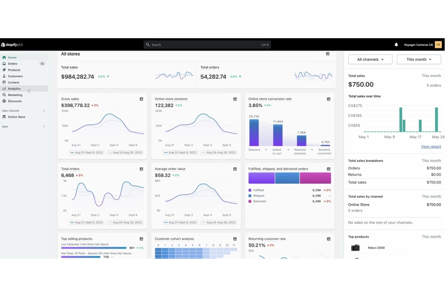 Shopify Plus screenshot - 10 mejores plataformas de comercio electrónico multitienda para 2026