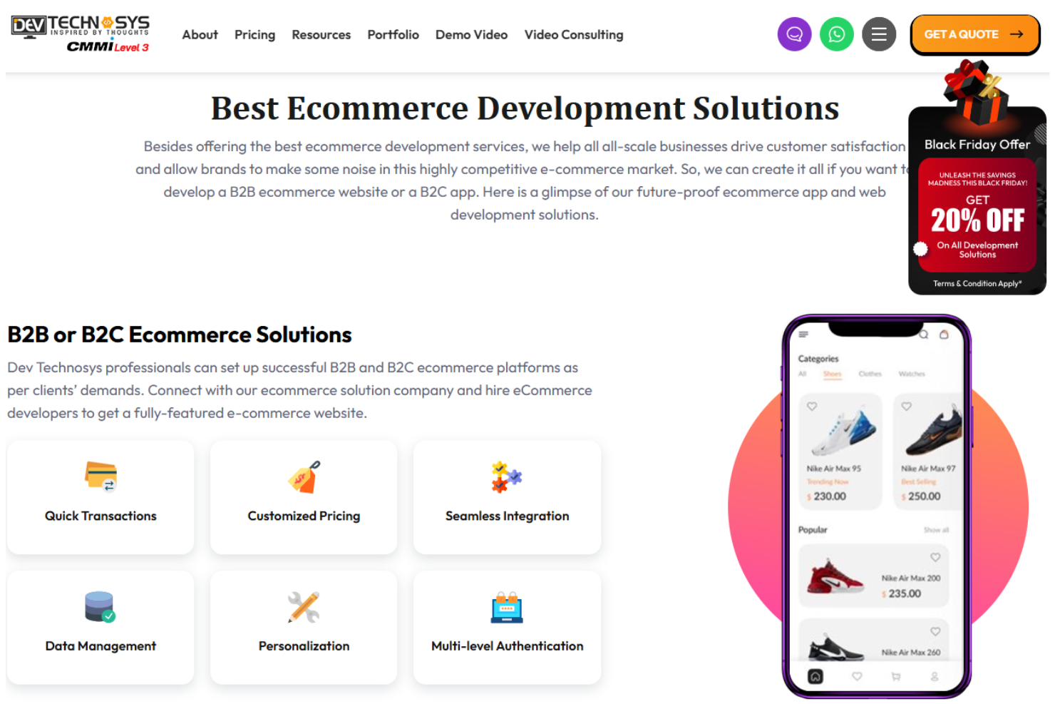 Dev Technosys screenshot - 10 mejores empresas de desarrollo de comercio electrónico analizadas en 2026