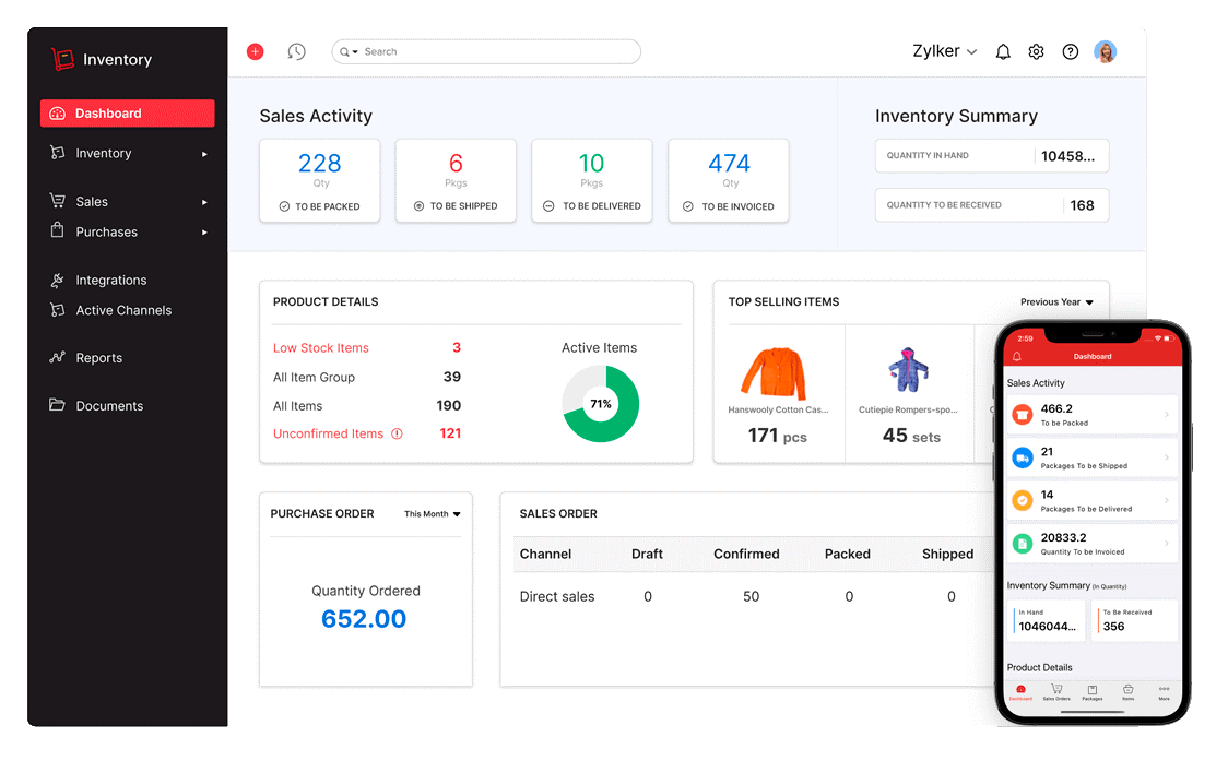 Zoho Inventory screenshot - Los 10 mejores programas de gestión de inventario para pequeñas empresas en 2026