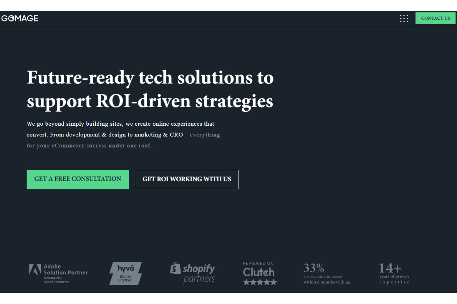 GoMage screenshot - 10 migliori aziende di sviluppo e-commerce recensite nel 2026