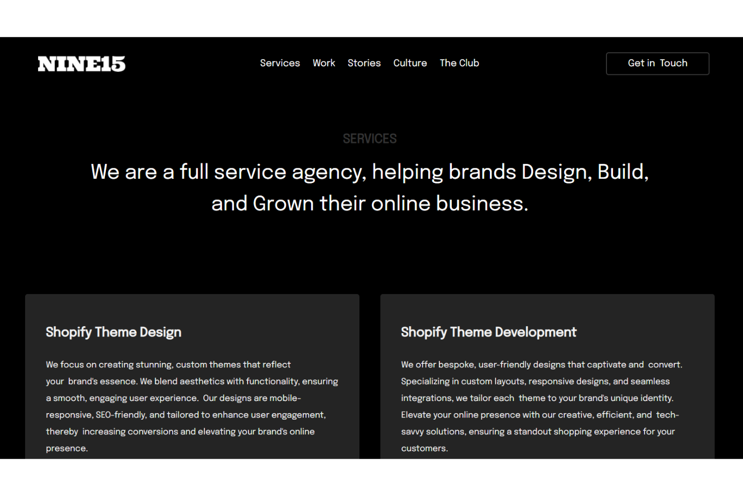 Nine15 screenshot - 10 Mejores Expertos en Marketing de Shopify para Contratar en 2026