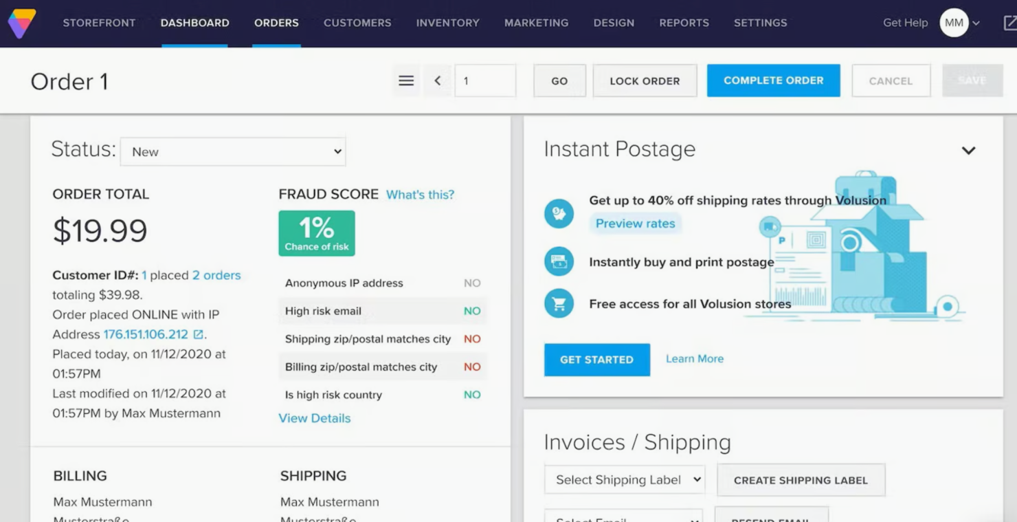 Volusion screenshot - Las 10 Mejores Plataformas de Comercio Electrónico para SEO Analizadas en 2026