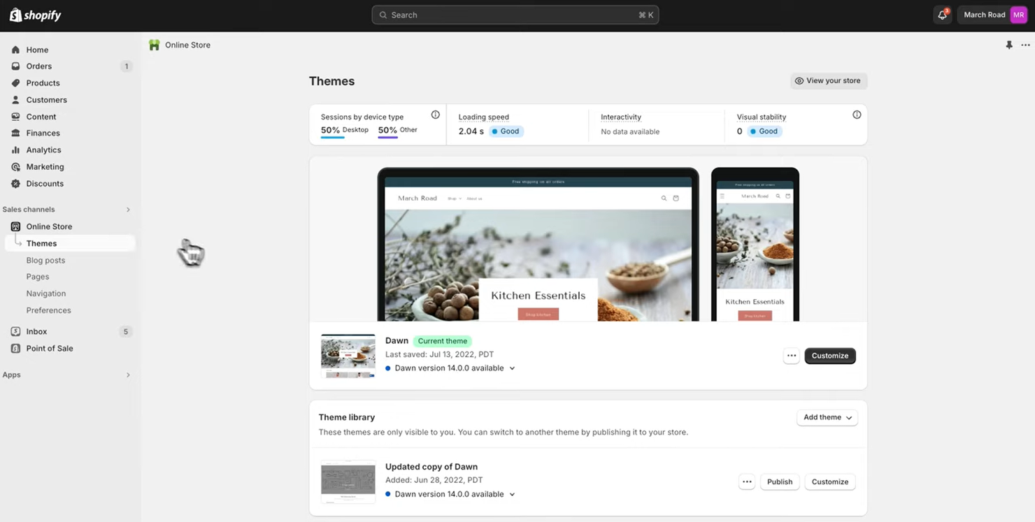 Shopify screenshot - 10 Mejores Plataformas de Comercio Electrónico para Ropa Analizadas en 2026