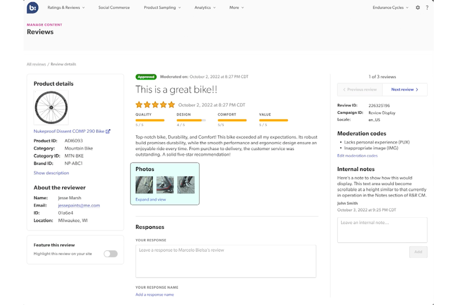 Bazaarvoice screenshot - Las 10 mejores plataformas de comercio electrónico para principiantes analizadas en 2026