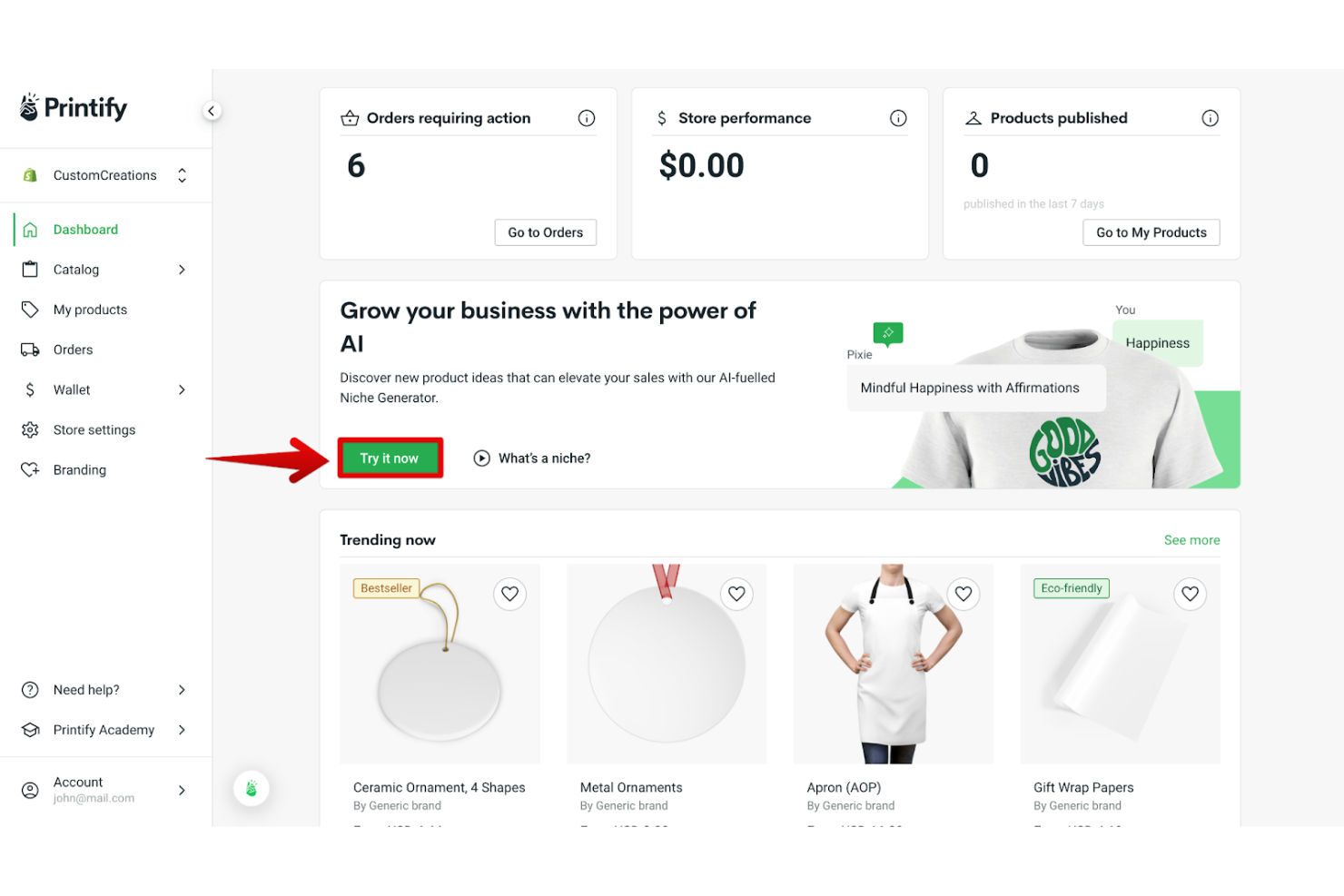 Printify screenshot - Le 10 migliori piattaforme ecommerce per il print on demand nel 2026