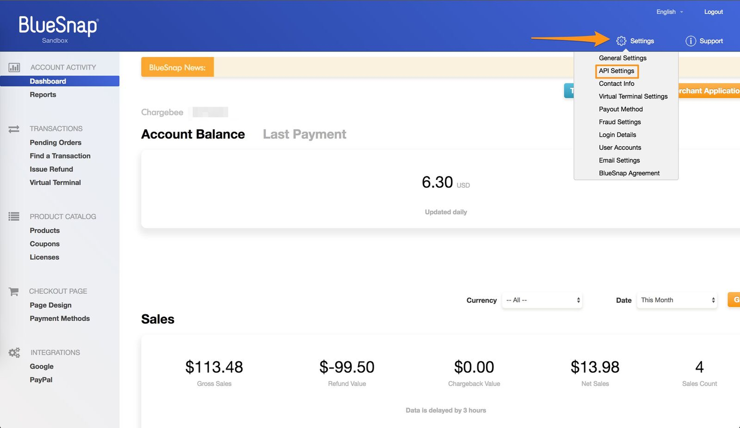 BlueSnap screenshot - 10 mejores programas para procesar tarjetas de crédito en 2026