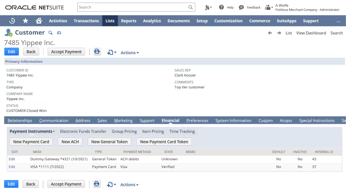 NetSuite Payment Processing screenshot - I 10 migliori software per l’elaborazione delle carte di credito per il 2026
