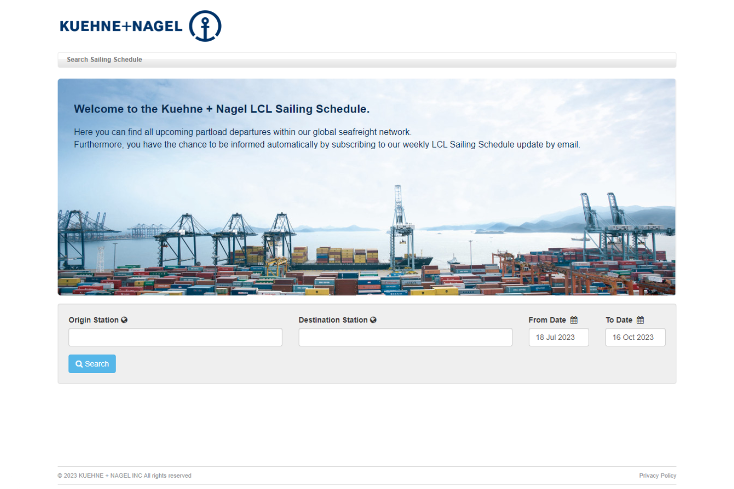 Kuehne + Nagel screenshot - 10 Migliori aziende 3PL per l’ecommerce nel 2026