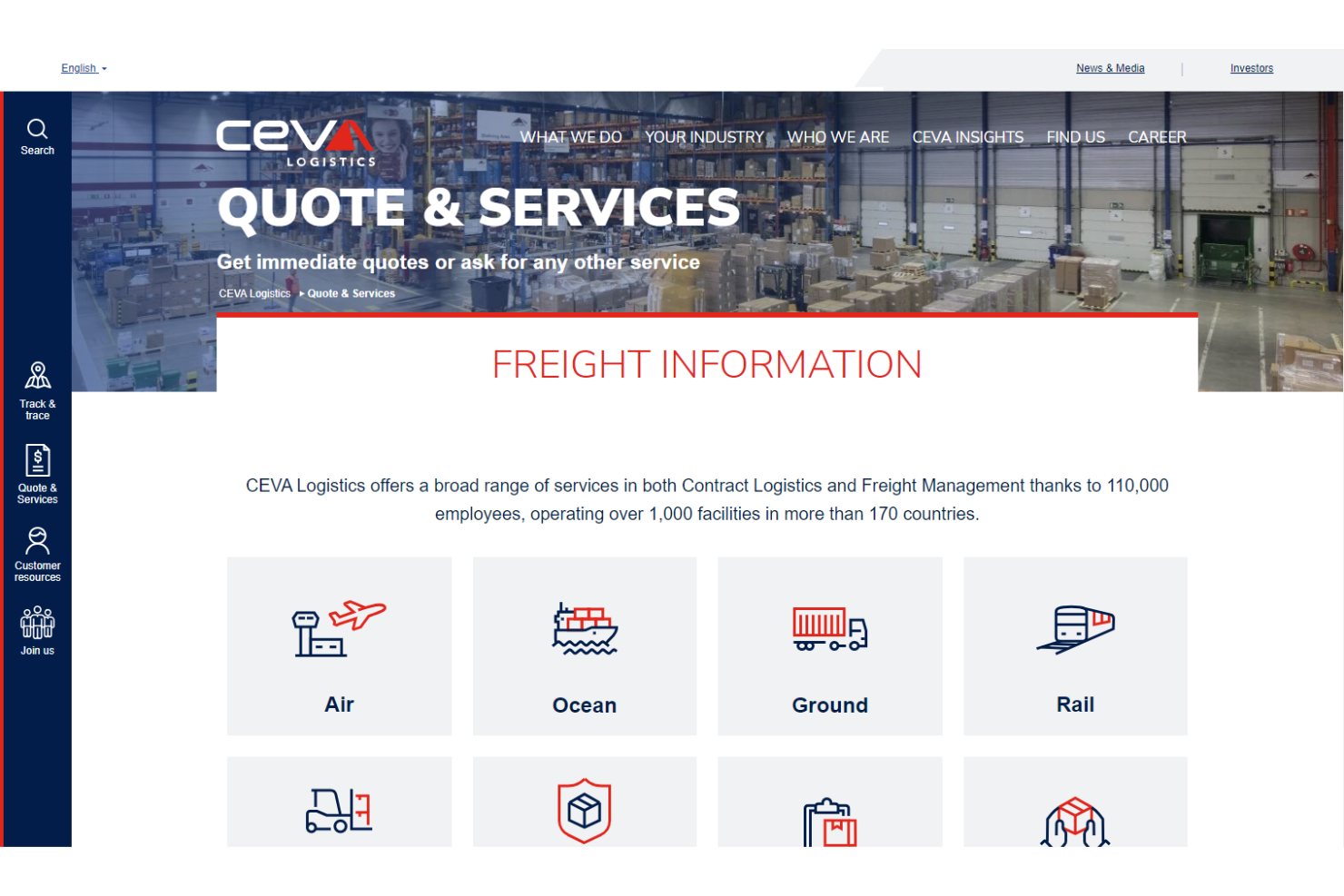 CEVA Logistics screenshot - 10 Migliori aziende 3PL per l’ecommerce nel 2026