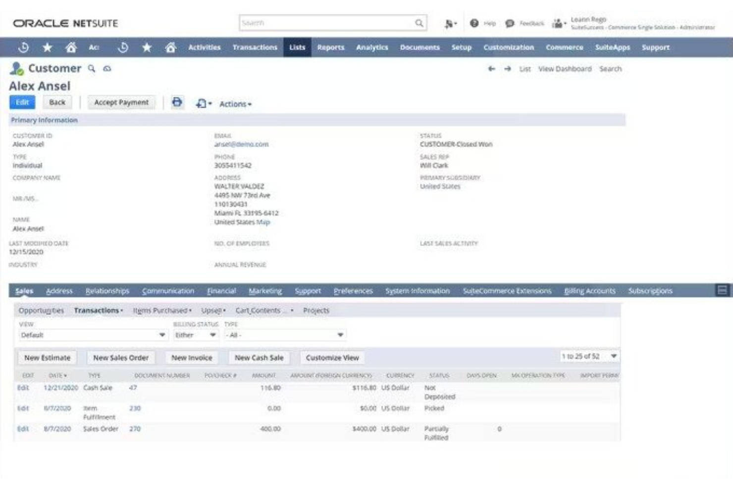 NetSuite Commerce screenshot - Las 10 mejores plataformas de comercio electrónico SaaS analizadas para 2026