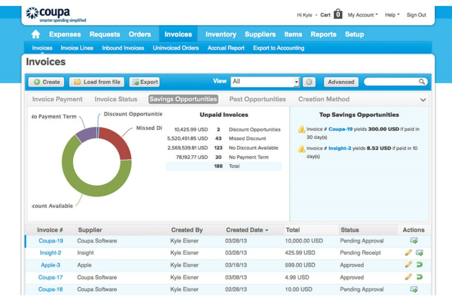 Coupa screenshot - 10 Mejores Software de Gestión de Relaciones con Proveedores en 2026