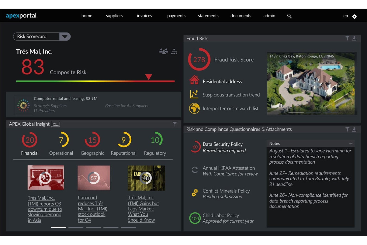 APEX Portal screenshot - 10 Mejores Software de Gestión de Relaciones con Proveedores en 2026