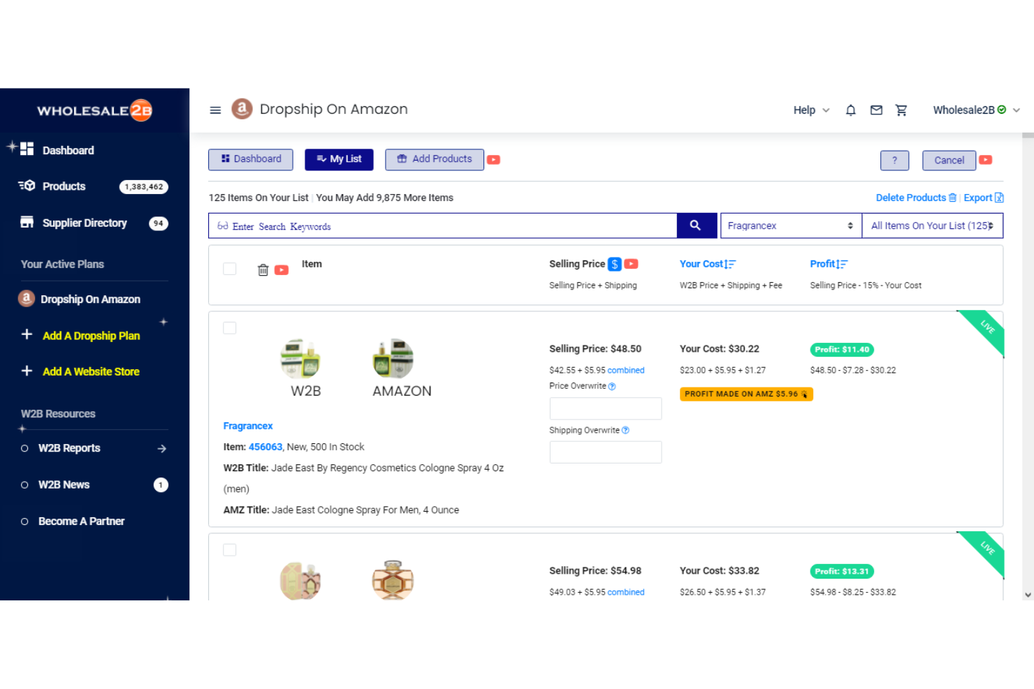 Wholesale2B screenshot - 10 Mejores Software de Dropshipping para Vendedores en 2026