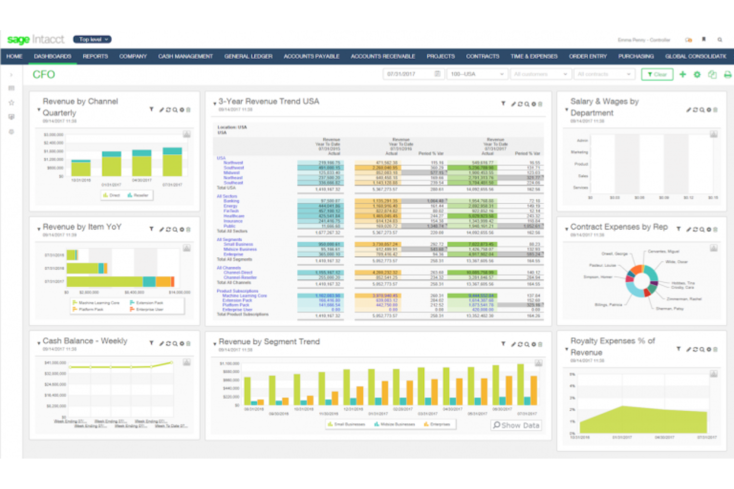 Sage Intacct screenshot - Los 10 mejores programas de contabilidad para comercio electrónico en 2026