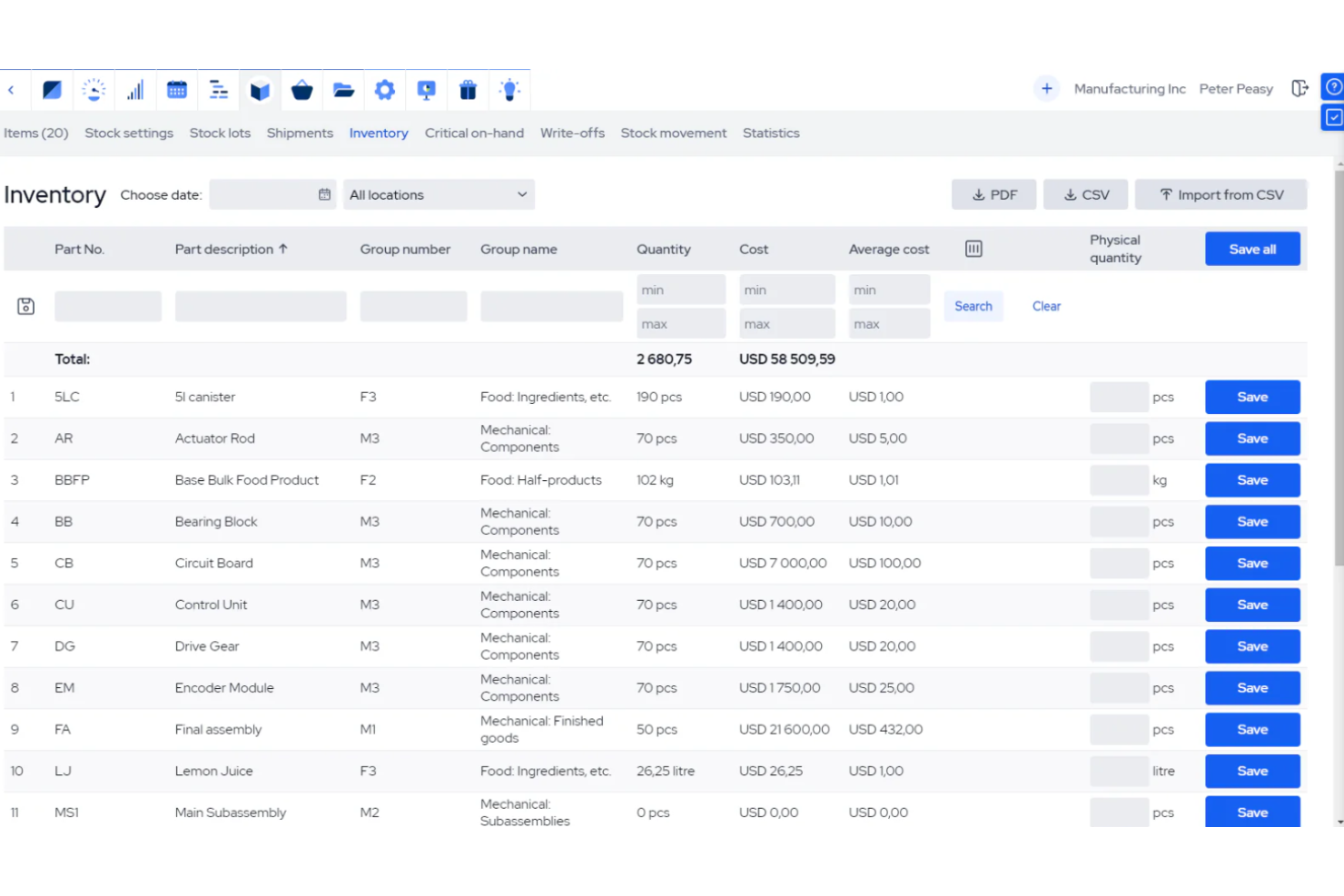 MRPeasy screenshot - I 10 migliori software di gestione dell’inventario per ecommerce per il 2026
