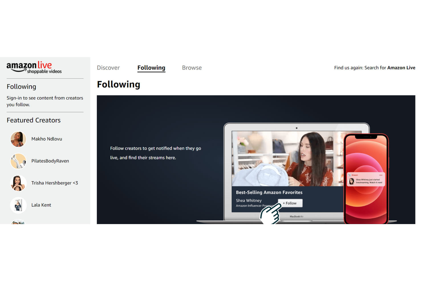 Amazon Live screenshot - Le 10 Migliori Piattaforme di Social Commerce per Vendere nel 2026