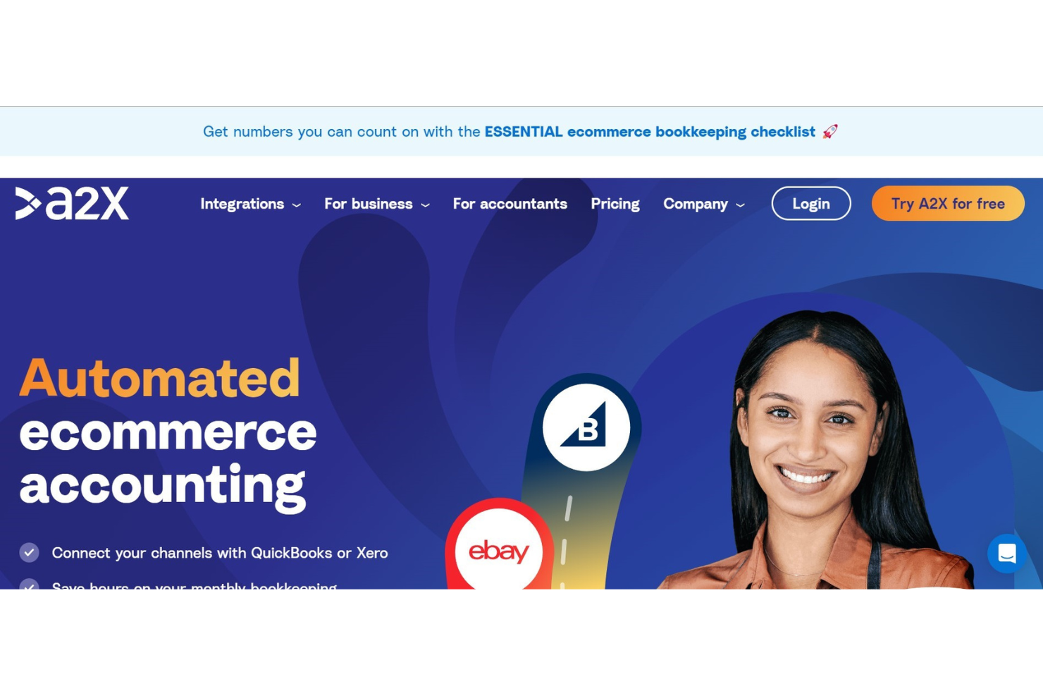 A2X screenshot - I 10 migliori software di contabilità per ecommerce nel 2026