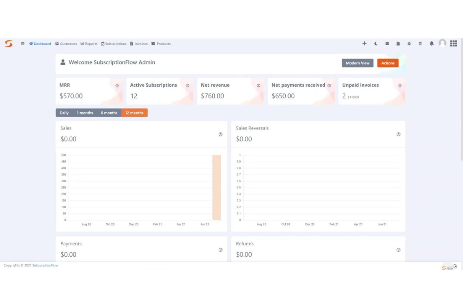SubscriptionFlow screenshot - 10 Mejores Software de Gestión de Suscripciones para 2026
