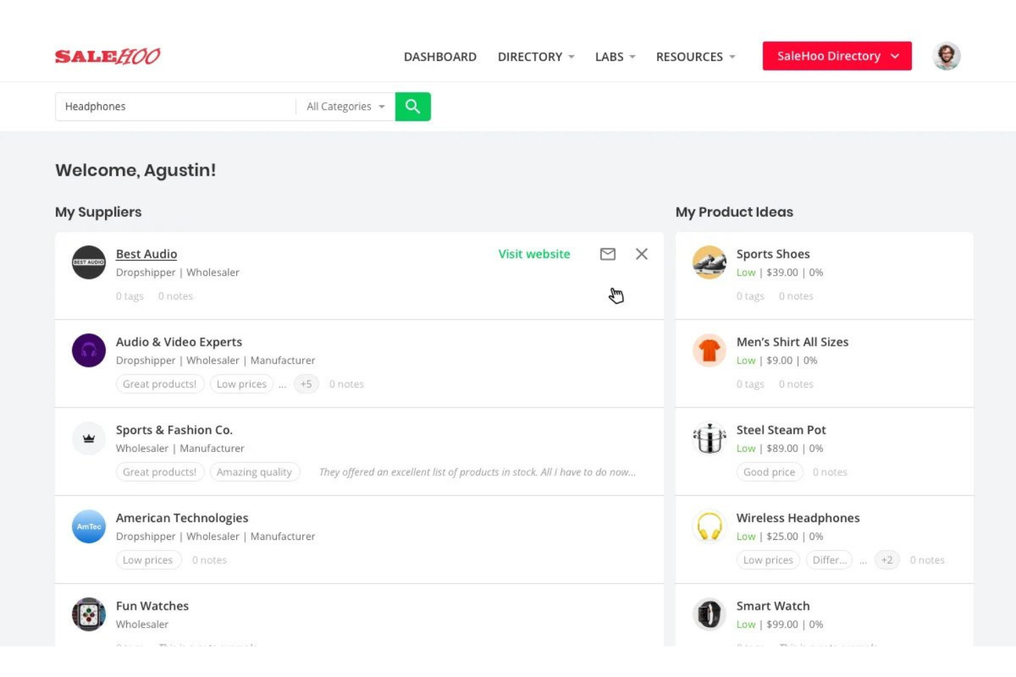 SaleHoo screenshot - 10 Mejores Software de Dropshipping para Vendedores en 2026