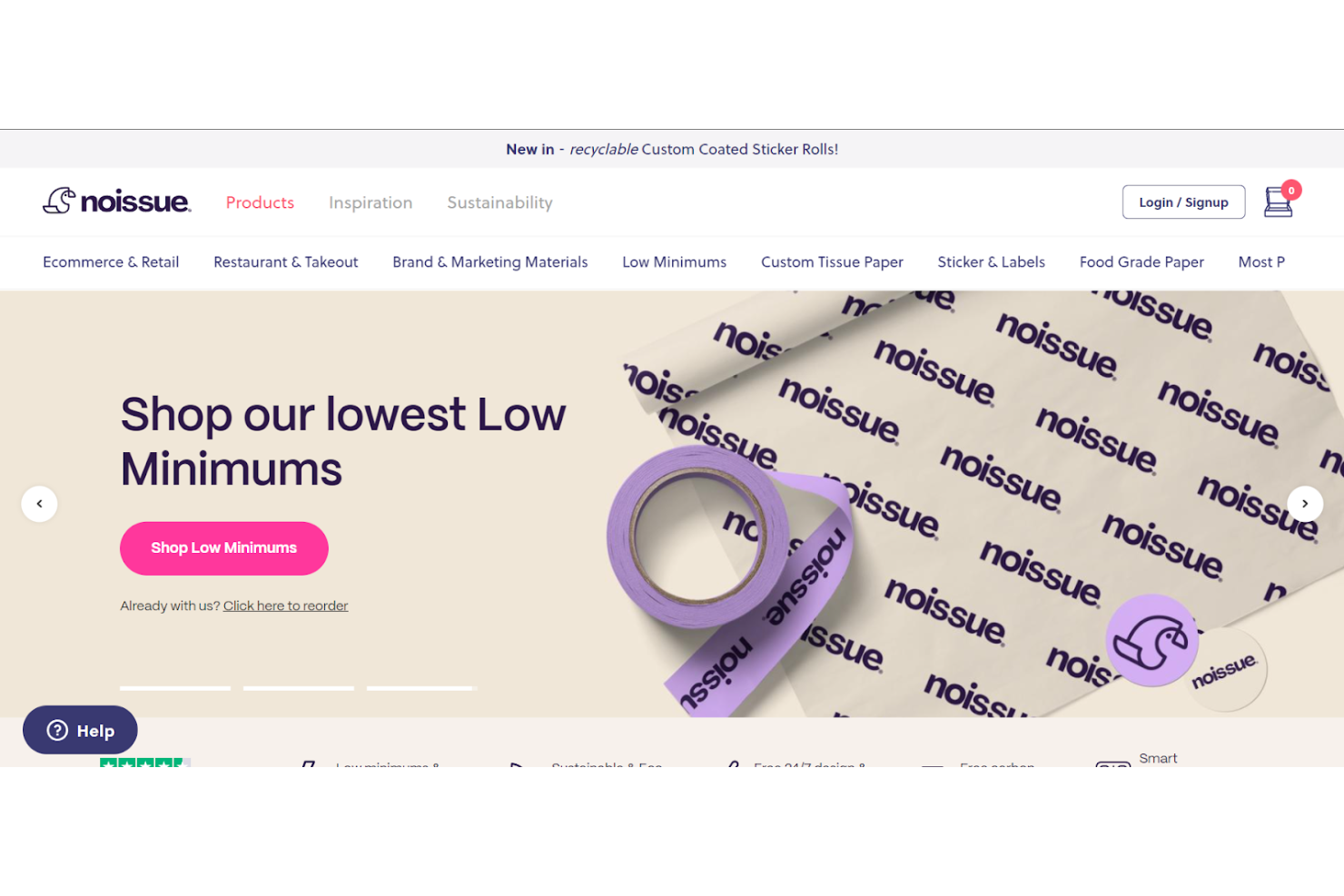 Noissue screenshot - 10 migliori produttori di imballaggi sostenibili nel 2026