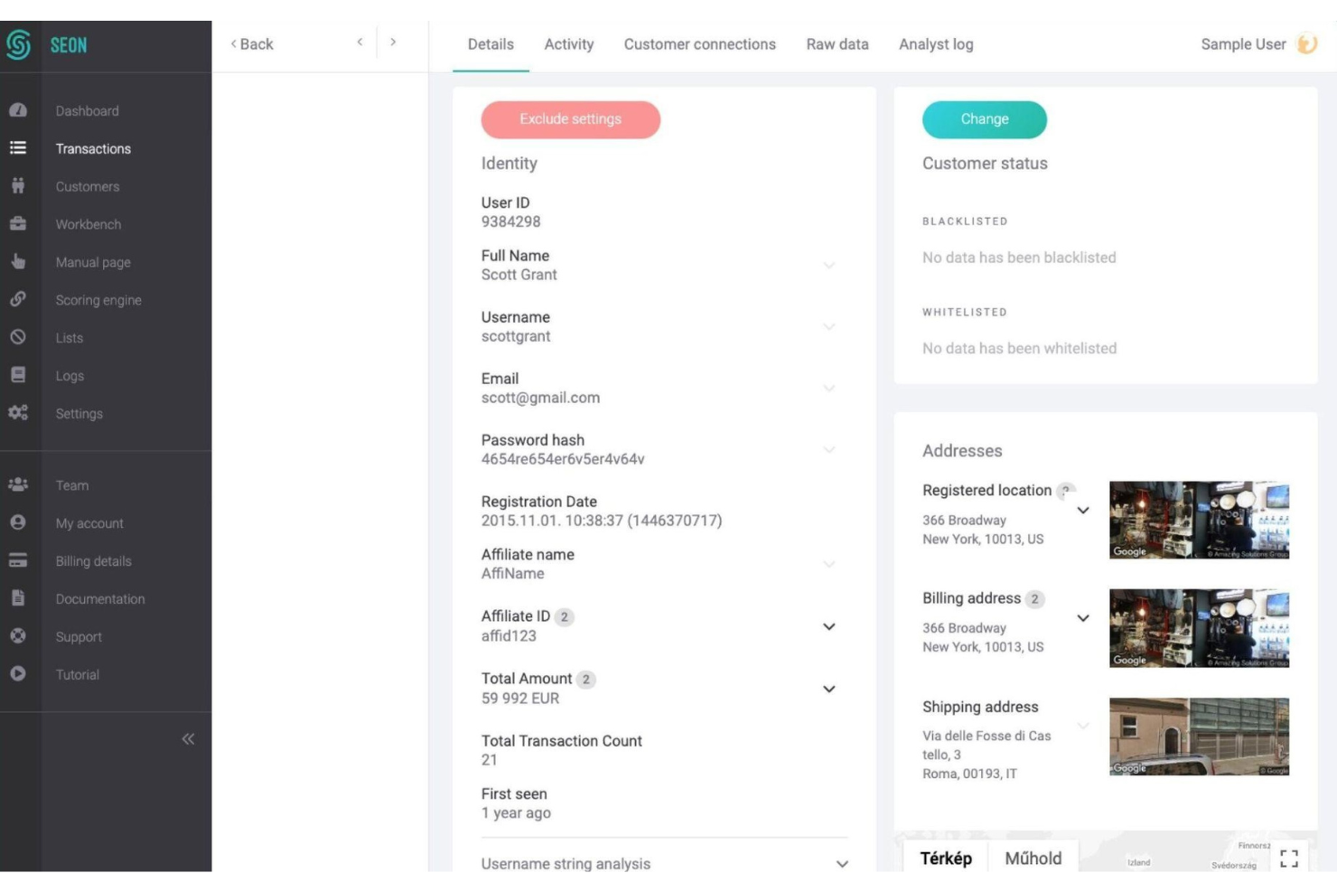 SEON screenshot - 10 mejores software de prevención de fraude para comercio electrónico en 2026