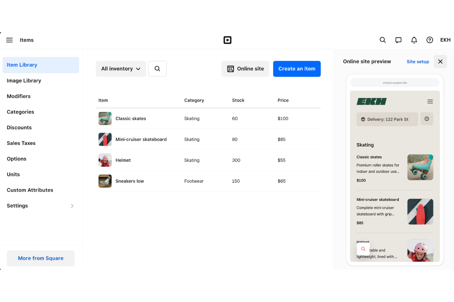Square Online Store screenshot - Le 10 migliori soluzioni per il carrello degli acquisti per il 2026