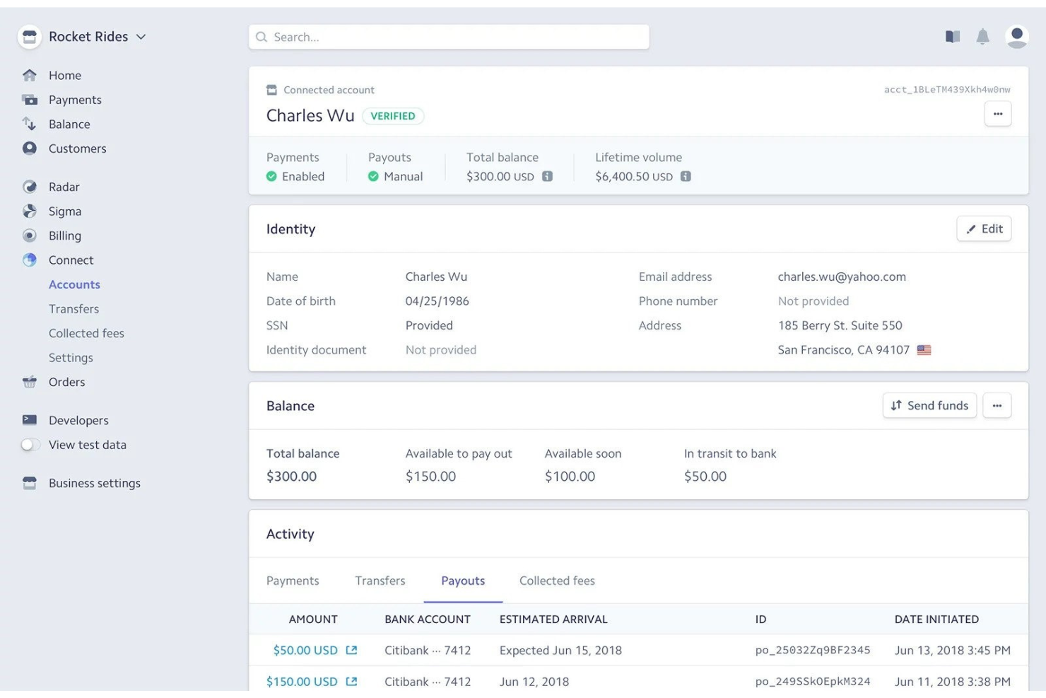 Stripe Connect screenshot - Le 10 migliori piattaforme di e-commerce in abbonamento per il 2026