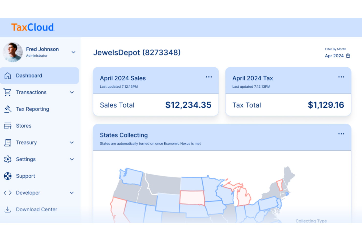 TaxCloud screenshot - Le 10 migliori piattaforme di e-commerce in abbonamento per il 2026