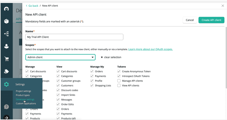 commercetools screenshot - 10 migliori piattaforme di commercio senza interfaccia per il 2026