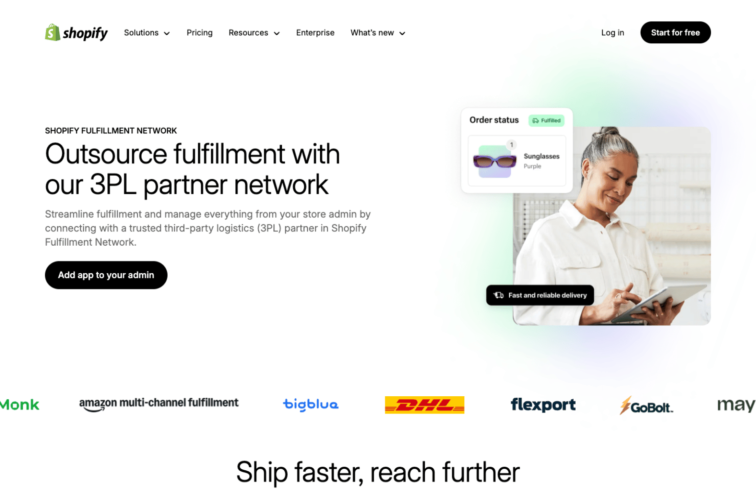 Shopify Fulfillment Network (SFN) screenshot - 10 Mejores Servicios de Cumplimiento de Comercio Electrónico para 2026
