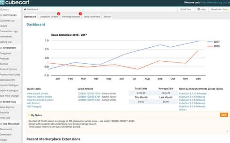 Cube Cart screenshot - 10 Mejores Plataformas de Comercio Electrónico Gratis para PYMEs en 2026