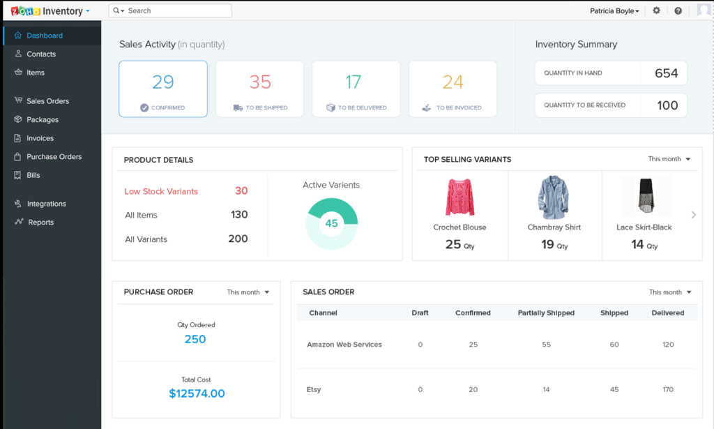 Zoho Inventory screenshot - 10 Migliori Software Gratuito di Gestione Magazzino per PMI nel 2026