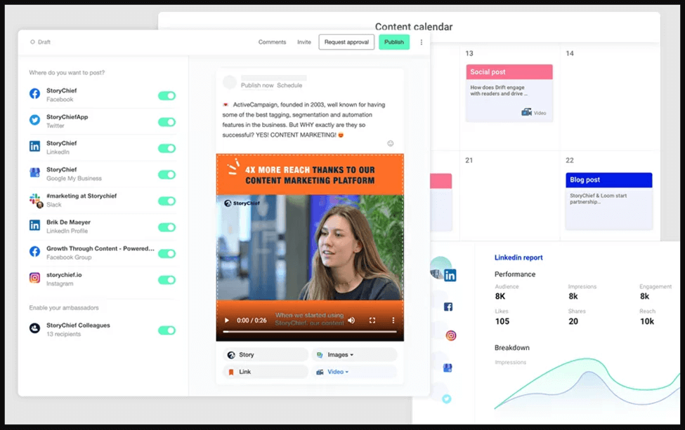 StoryChief screenshot - Las 10 mejores herramientas de comercio electrónico para escalar tu marca en 2026