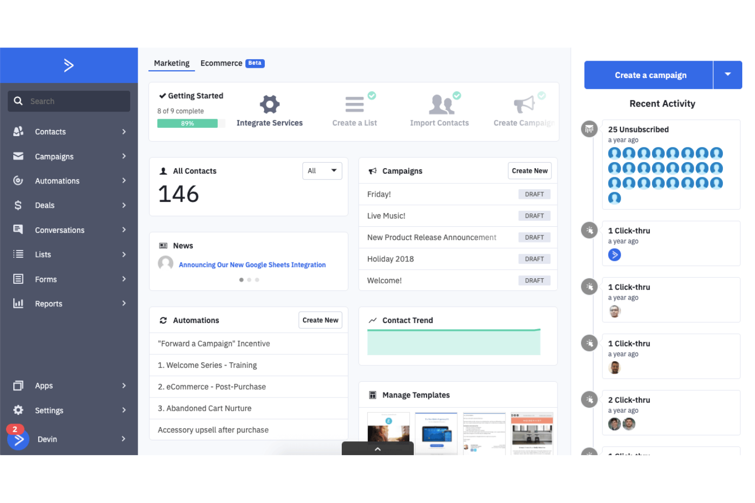 ActiveCampaign screenshot - 10 Migliori Strumenti di Commercio Elettronico per Far Crescere il Tuo Brand nel 2026