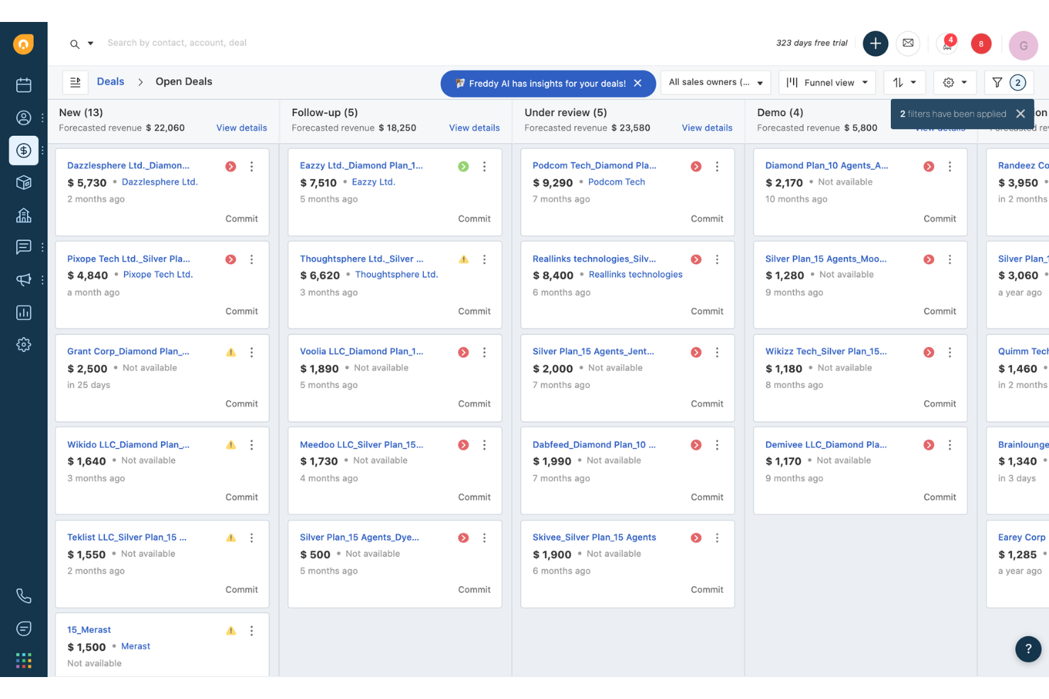 Freshsales screenshot - 10 mejores CRMs para ecommerce para hacer crecer tu tienda en 2026