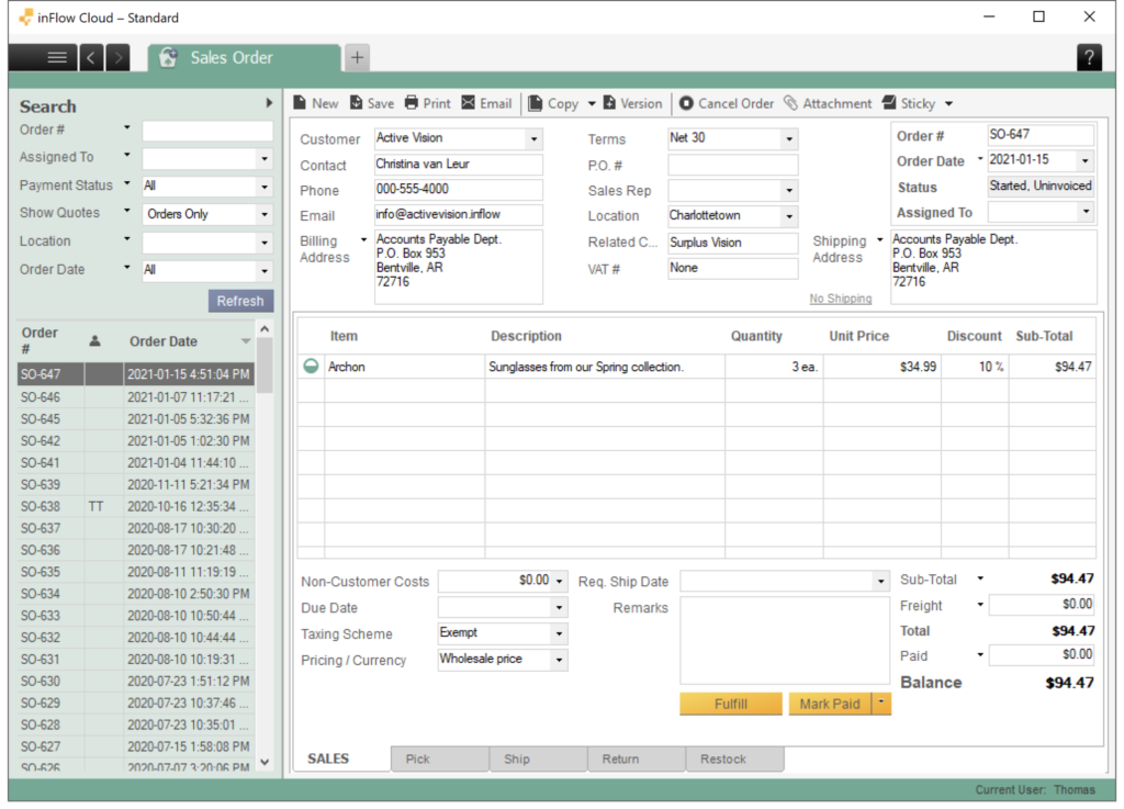inFlow Inventory screenshot - I 10 Migliori Sistemi di Gestione Magazzino Cloud nel 2026