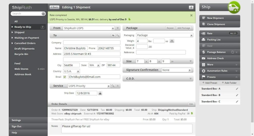 ShipRush screenshot - 10 Mejores Software de Envíos para Comercio Electrónico en 2026