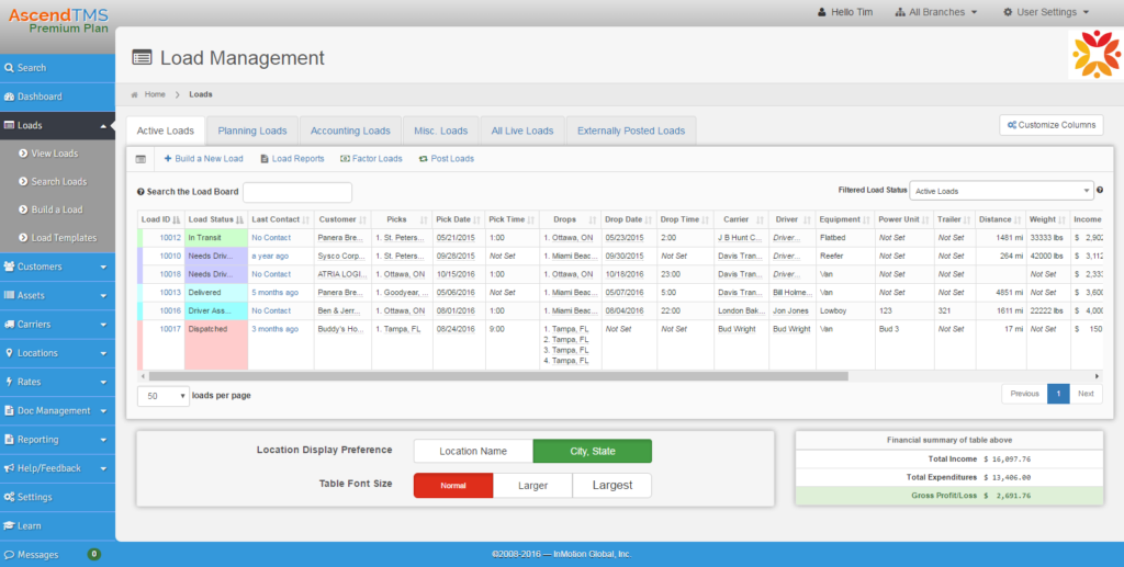 Ascend TMS screenshot - 10 Mejores Empresas de Envíos para Comercio Electrónico en 2026