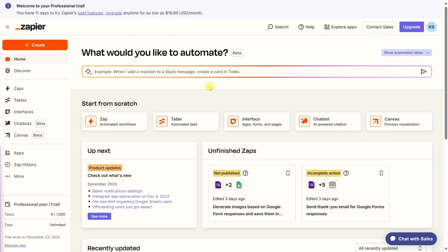 Zapier screenshot - 10 mejores herramientas de automatización para ecommerce clasificadas para 2026