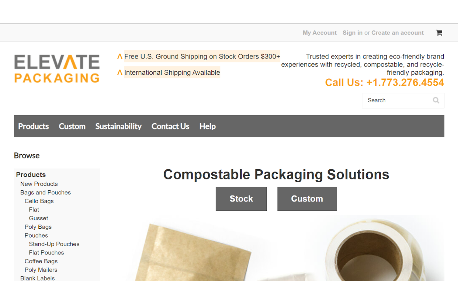 Elevate Packaging screenshot - 10 mejores fabricantes de envases sostenibles en 2026
