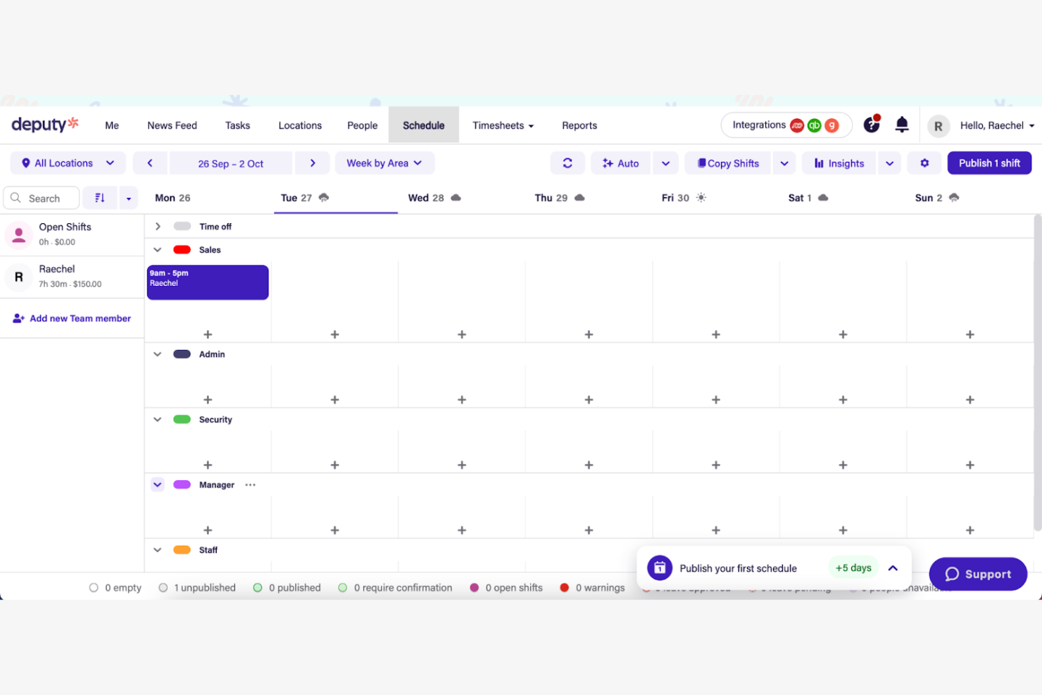 Deputy screenshot - I 10 migliori software per la pianificazione dei turni dei dipendenti nel retail recensiti nel 2026