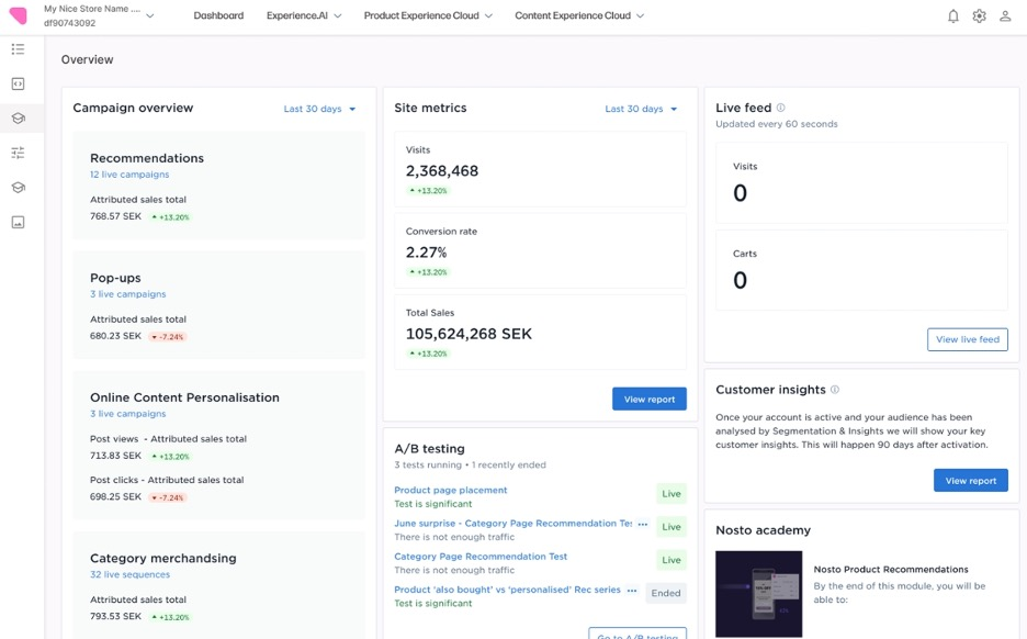 Nosto screenshot - 10 mejores herramientas de comercio electrónico con IA analizadas en 2026