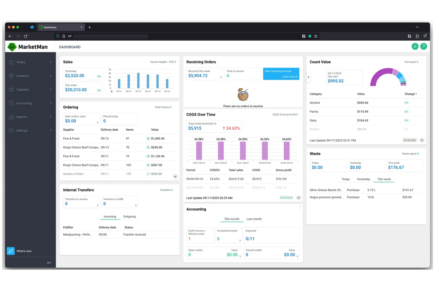 Marketman screenshot - 10 mejores softwares de gestión de inventarios para restaurantes analizados en 2026