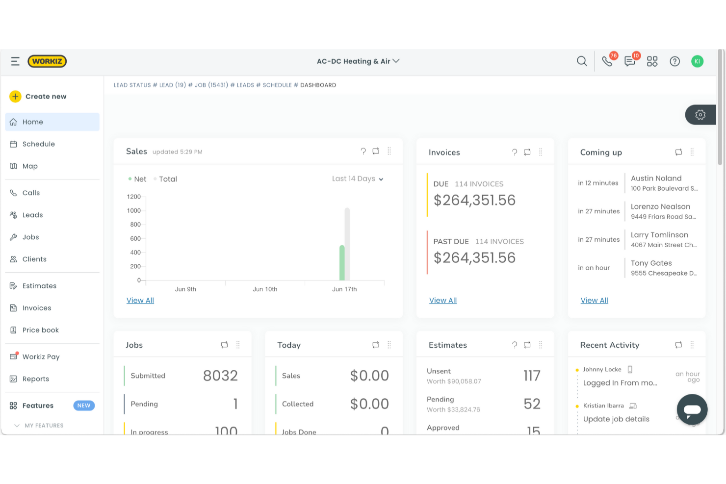 Workiz screenshot - 10 Mejores Alternativas a Jobber Revisadas en 2026