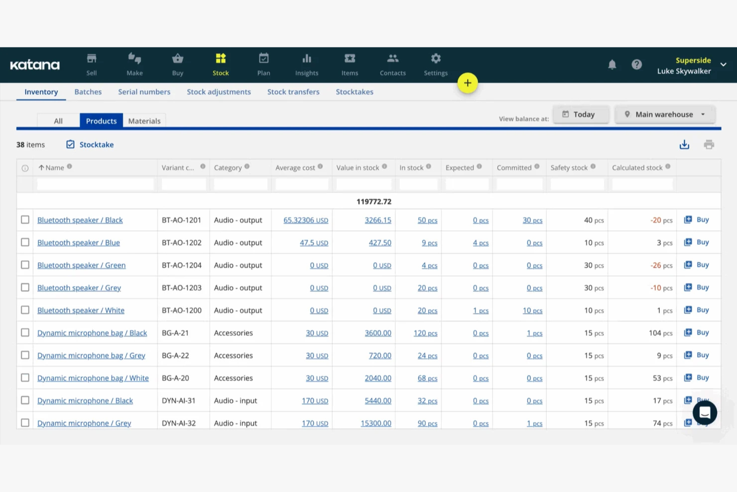 Katana screenshot - 10 Mejores Alternativas a Linnworks Analizadas en 2026