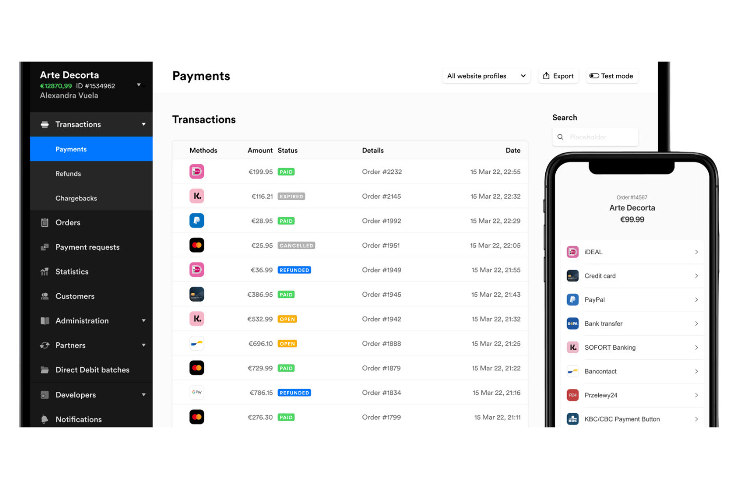 Mollie screenshot - 10 Mejores Alternativas a Payoneer Analizadas en 2026
