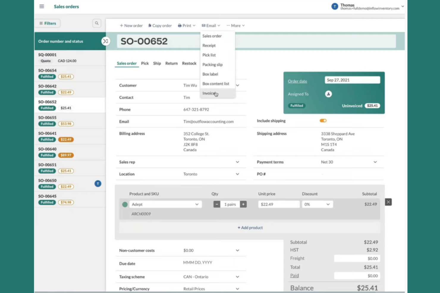 inFlow Inventory screenshot - I 10 migliori software per l’elaborazione degli ordini per il 2026