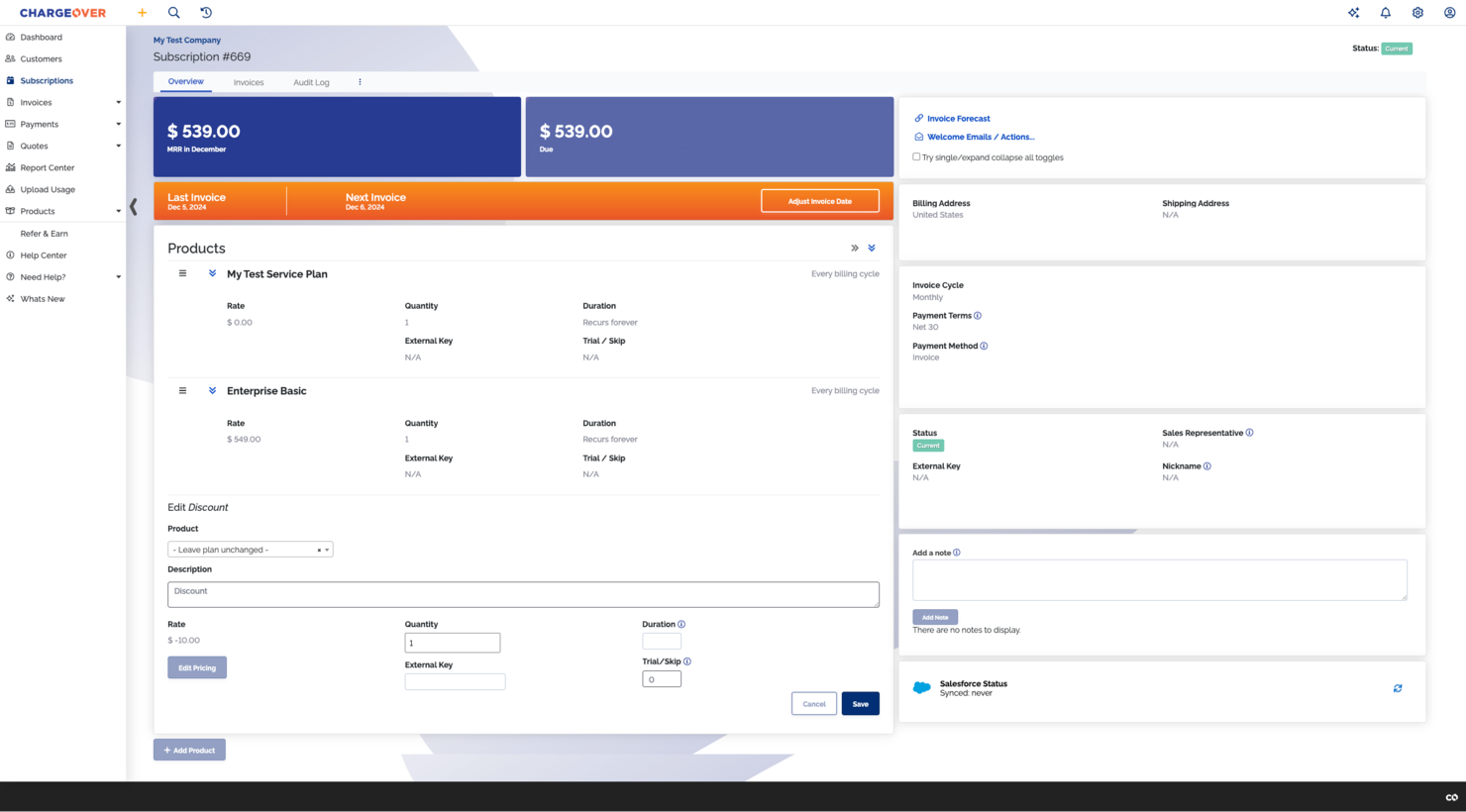 ChargeOver screenshot - 10 Mejores Programas de Suscripción para Pequeñas Empresas en 2026